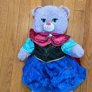 Disney Frozen Anna Purple Bear with Blue and Pink Dress